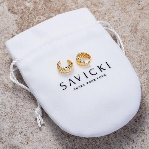 Kolczyki nausznice Savicki: srebrne pozłacane